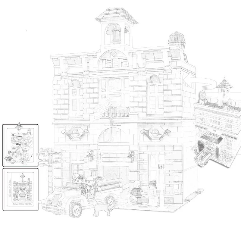 

15004 2313Pcs City Street Fire Brigade Model Building Kits Blocks DIY Bricks Compatible 10197 toys for children