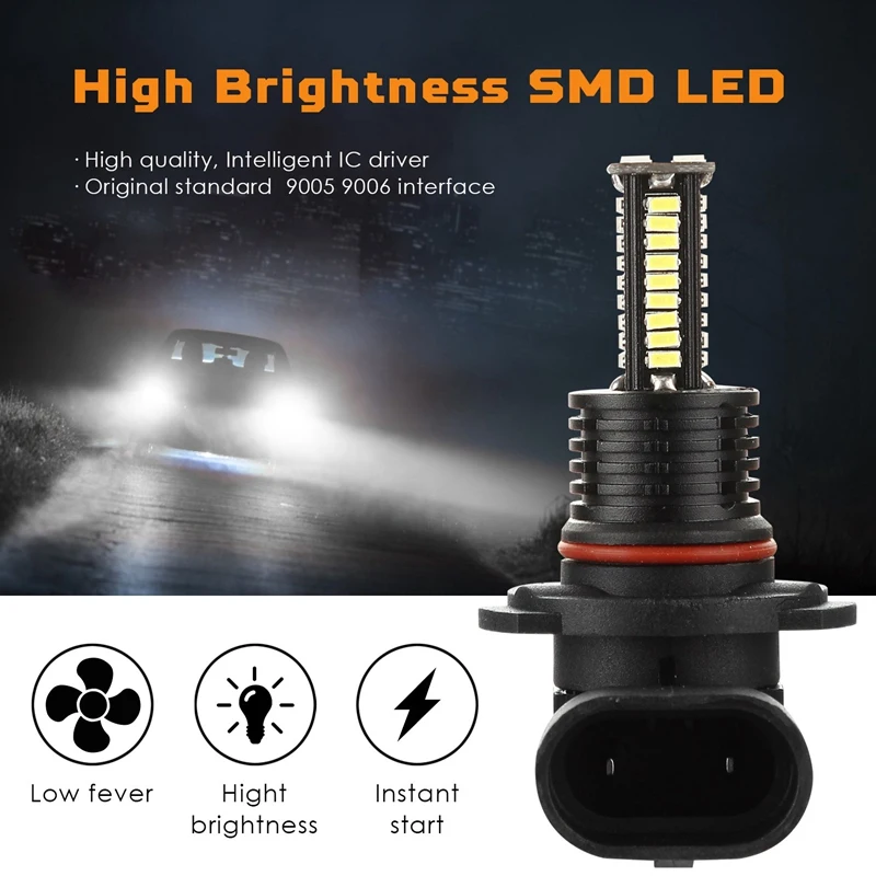 2 шт. светодиодный туман светильник лампы DRL 3200 люмен супер яркий 84 SMD 12V 24V H8 H9 H11