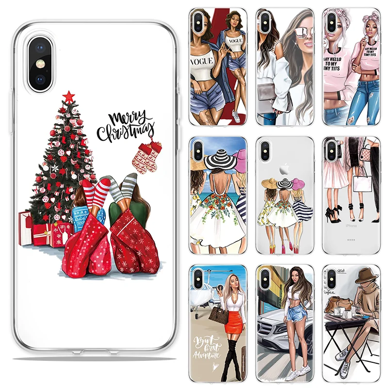 

Fashion Queen Xmas Girls Cover For iPhone 11 Pro XS Max X XR Case Soft Silicone Cover For iPhone 8 Plus 7 6S 6 Plus 5 5S SE Case