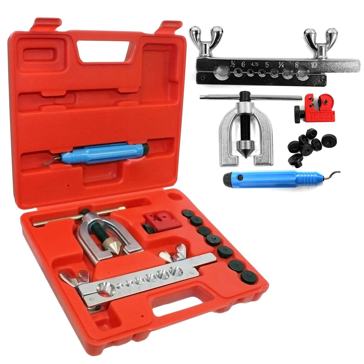 Double Flaring Brake Line Tool Kit with Mini Pipe Cutter for Car Truck