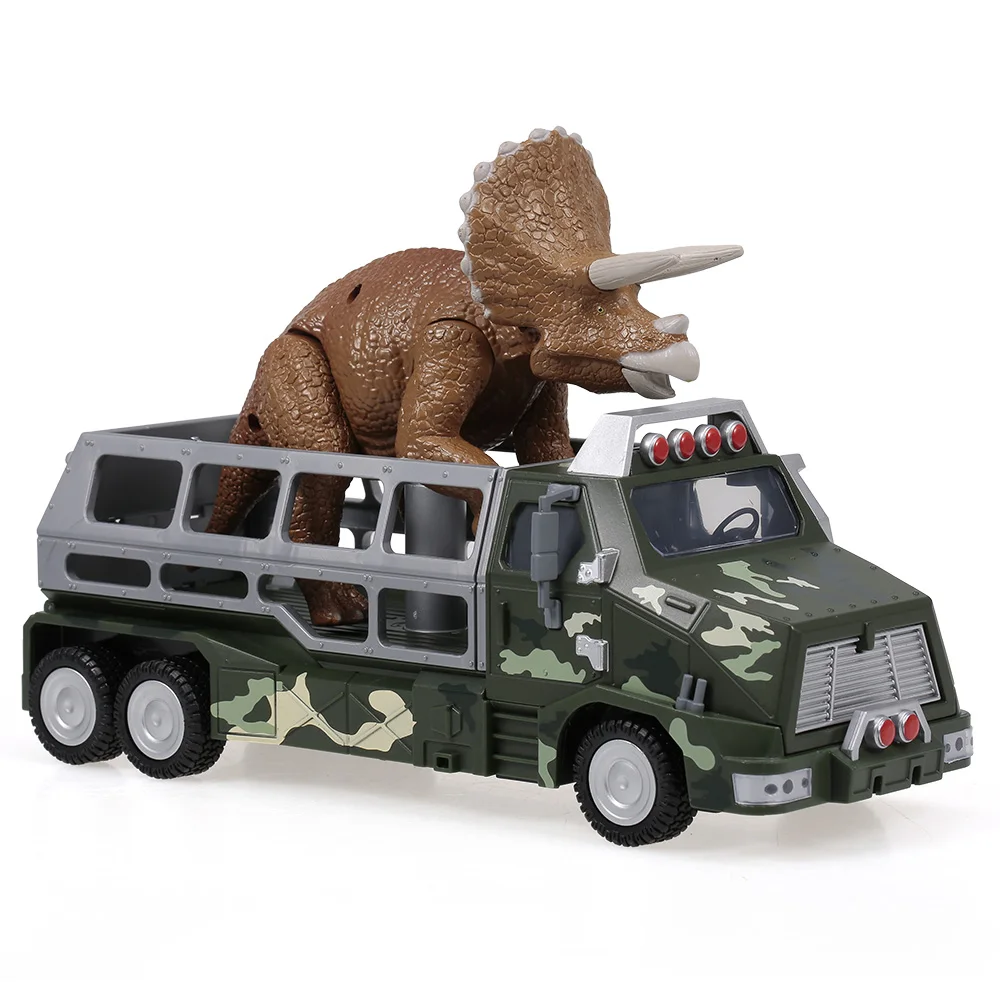Высокое качество динозавры транспорт автомобиль перевозчик грузовик игрушка дилофозавр тянуть назад динозавр автомобили подарок для детей - Цвет: Зеленый