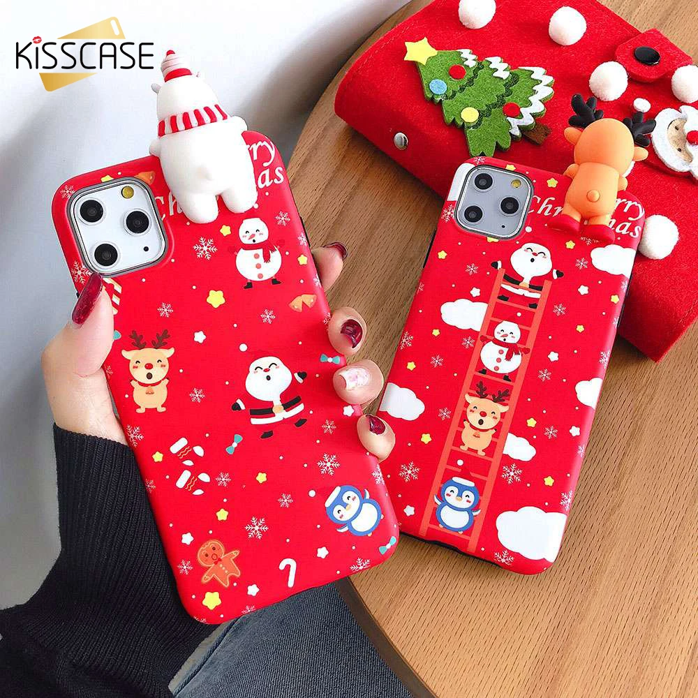 KISSCASE Рождество 3D Снеговик чехол для телефона iPhone 11 Pro Max новый год XR XS X 6 6S 7 8 Plus |