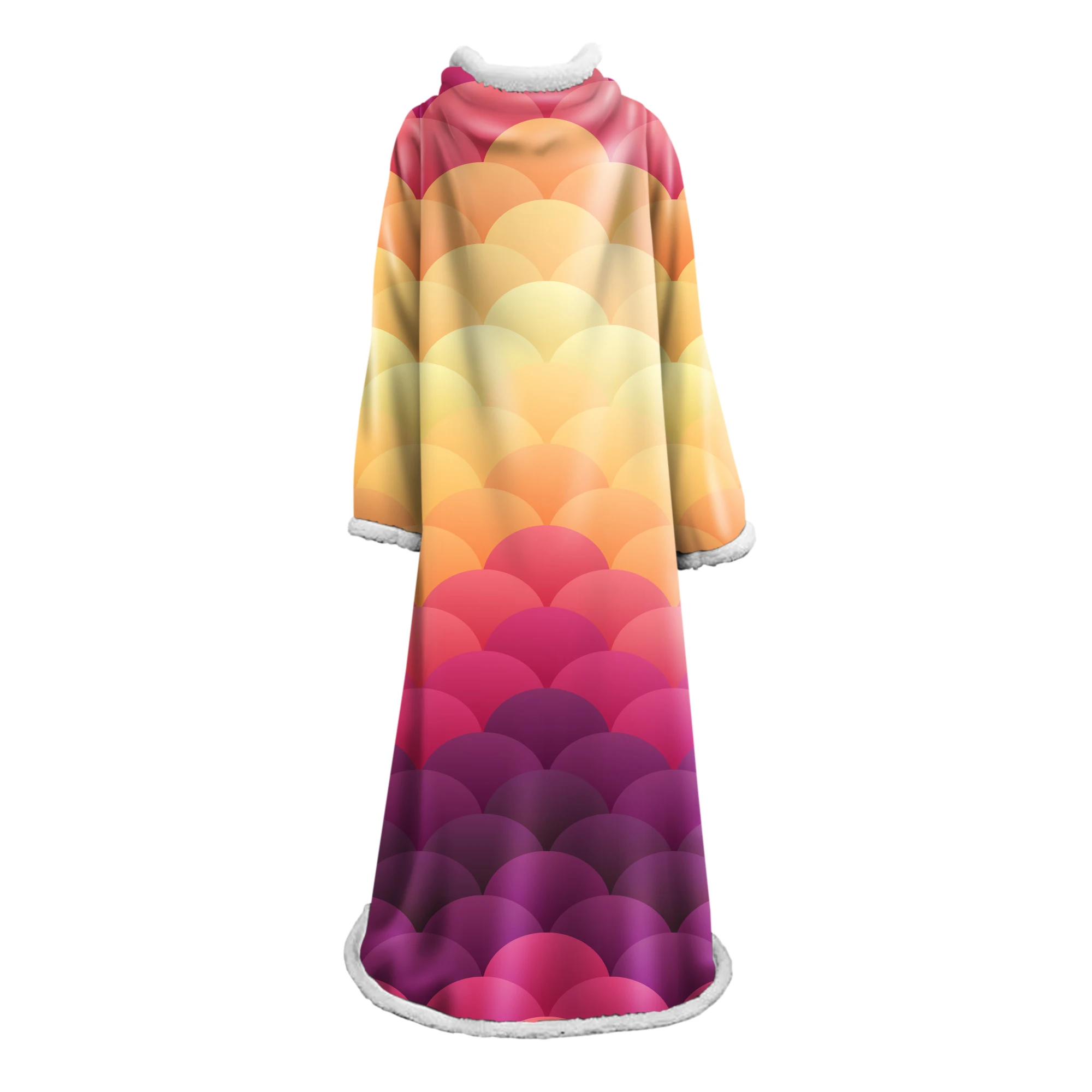

Colored fish scales Super Soft Comfy Warm Plush Throw with Sleeves TV Blanket Wrap Robe Cover for Lounge Chair Couch BS7