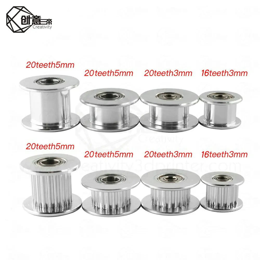 

1PCS GT2 Timing Pulley Idler 16/20 Tooth Wheel Bore 3mm /5mm Aluminium Gear Teeth Width 6/10mm 3D Printers Parts For Reprap
