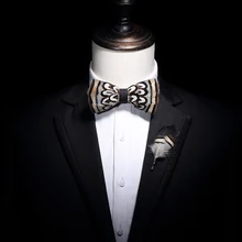 Новая Мужская натуральная перьевая Высококачественная Европейская американская Ручная свадебная деловая Вечеринка церемониальный галстук-бабочка набор