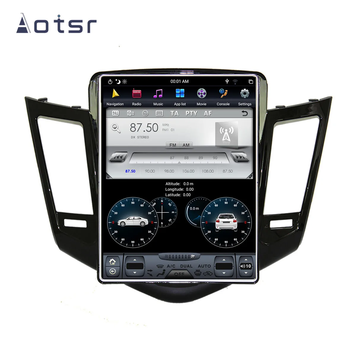 Perfect Aotsr Tesla 9.7“  Vertical screen Android 8.1 Car DVD Multimedia  player GPS Navigation For Chevrolet Cruze 2008-2012 carplay 5