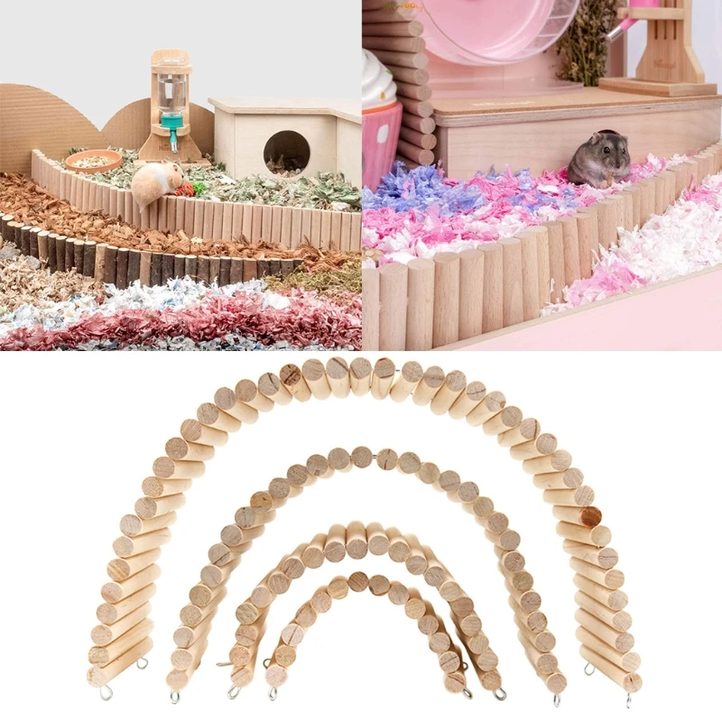 Hamster Cage Toy Wooden Ladder Bridge Bendable 4 Sizes For Small Animals