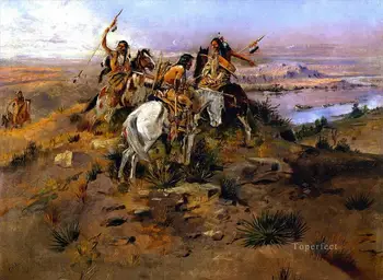

Handmade Art Paintings by Teachers - indians discovering lewis & clark American Charles Marion Russell - Oil Painting on Canvas