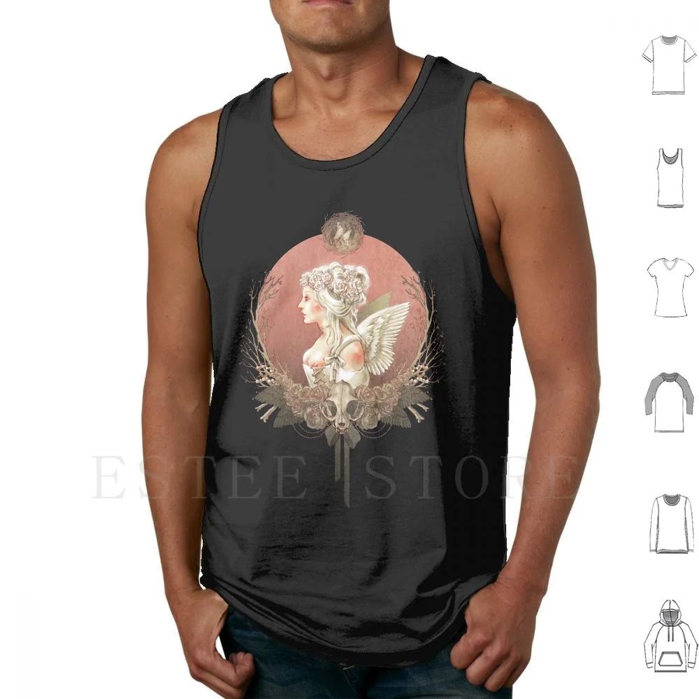 Bianca Des Anges-Angel Canotte Gilet Cotton Albino Girl Albino Lady Angel Winged Girl Girl With Skull Lady With Skull Cat