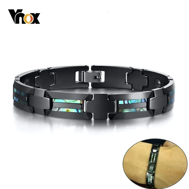Vnox стильные мужские магнитные браслеты с раковиной, уникальные китайские и гематитовые звенья цепи, наручные браслеты 20 см
