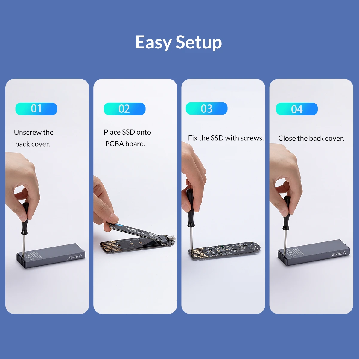 ORICO LSDT 20Gbps M.2 NVME SSD Case USB3.2 GEN2 x2 Type-C M2 NVME SSD Enclosure For M.2 NVME 2230 2242 2260 2280 SSD Up to 2TB