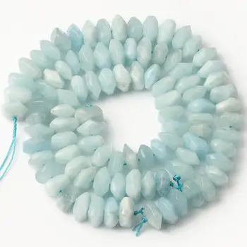 

6X11MM Natural Faceted Rhombus Blue Aquamarines Stone Beads Irregular Loose Spacer Beads For Jewelry Making DIY Bracelet Earring