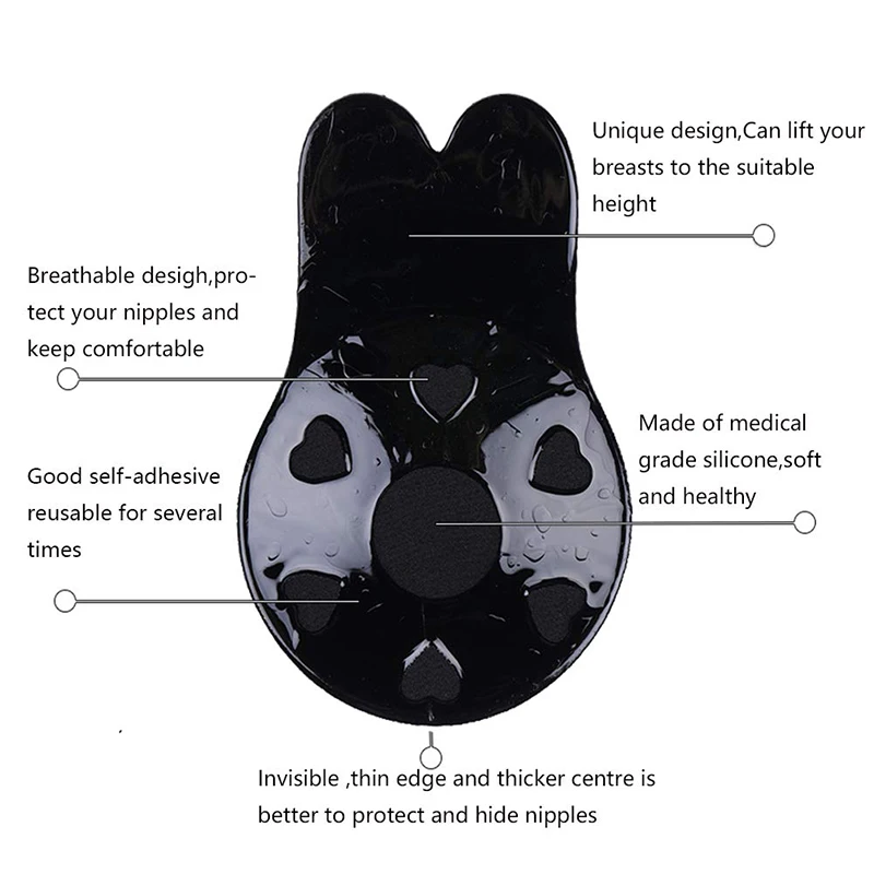 Strapless Adhesive Bra Lingerie Silicone Nipple Cover Stickers Rabbit Bra Sexy Self Adhesive Wireless Bralette Freedom Bra