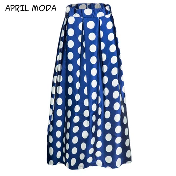 

2020 Sping Summer Plus Size Polka Dot Printing Vintage A-line Skirt Women Clothes Ladies Retro Maxi Long Skirt Streetwear New