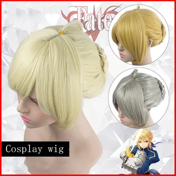 

Arturia Pendragon Cosplay wig Broken bangs Pale Gold Gold Lotus Root Gold Braids big contract High quality high temperature fibe