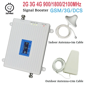 

ZQTMAX 2g 3g 4g gsm signal repeater LTE UMTS WCDMA cellular signal booster 900 1800 2100 booster mobile amplifier with antenna