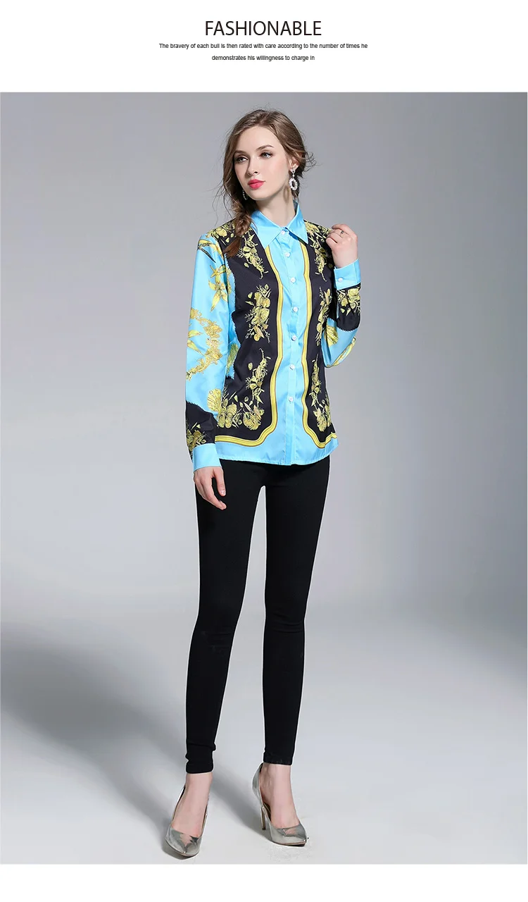 Модная европейская Новая женская рубашка с принтом Джокер, с отворотом, с длинным рукавом, высокое качество, темпераментная рубашка,, z-10-115