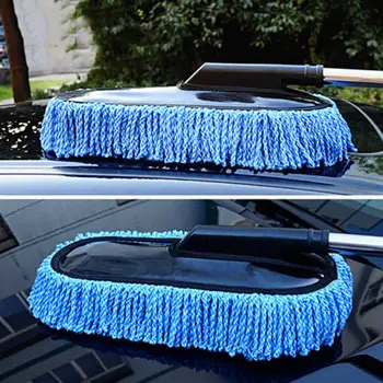 

Microfiber Car Cleaning Brush Auto Window Duster Retractable Stainless Steel Long Handle Dust Wax Washable Drag Wax Washer
