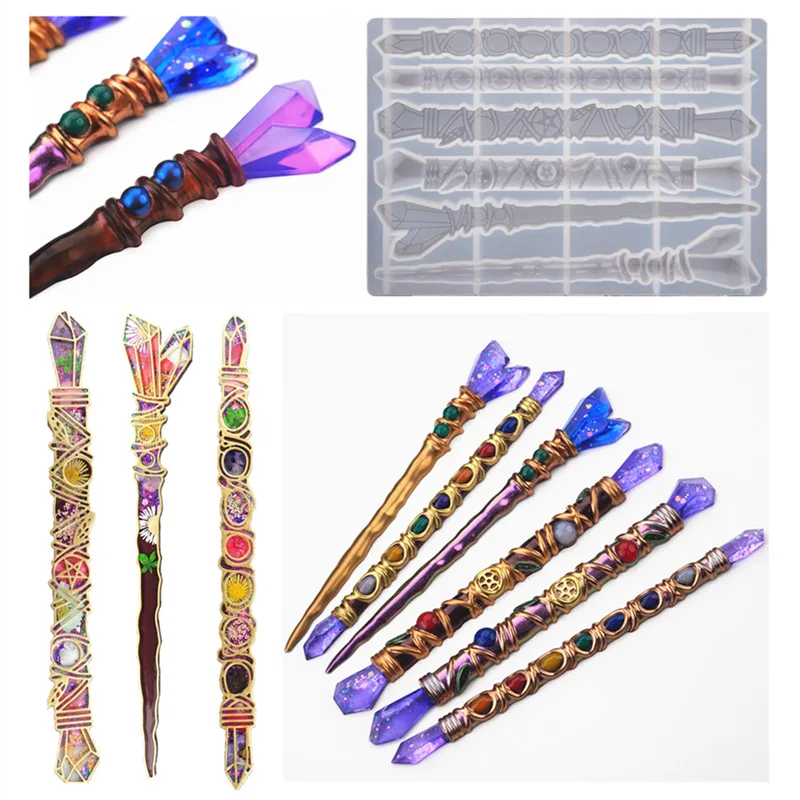 DIY Resin Magic Wand Mold Scepter Ceremony Crystal Hairpin Mirror Tools Gift | Украшения и аксессуары