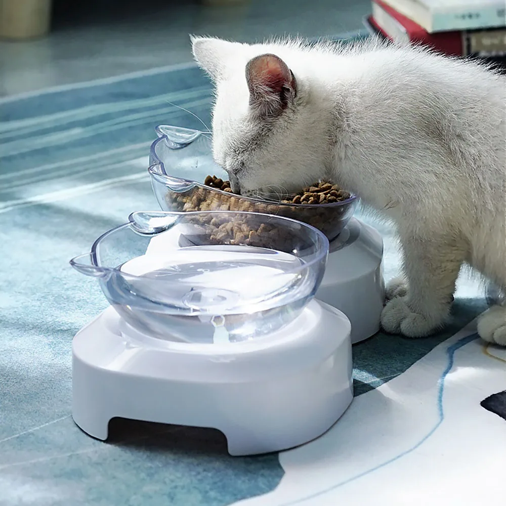 Pet Cats Прозрачная чаша с держателем противоскользящее кошачье блюдо для еды питатель для домашних животных миска для воды идеально подходит для кошек и маленьких собак миски для корма