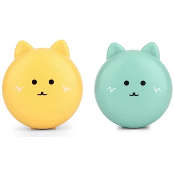 

2 Set Mini Pocket Fan USB Rechargeable LED Light With Makeup Mirror With for Tabletop Bathroom, Green & Yellow