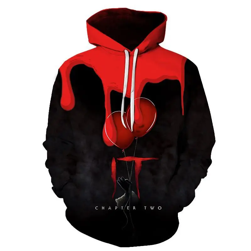 Horror Movie IT Clown 3D Printed Hoodie Sweatshirts IT Chapter Two Film Pullover Men Women Casual Streetwear Funny Hoodies