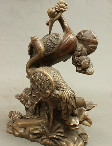 Details about   SUPERB CHINESE PURE COPPER OLD HANDWORK CRANE & PINE RUYI STATUE 