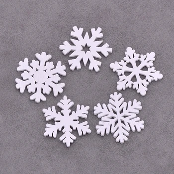 

20PCS 22mm White Wood Snowflakes Christmas Decoration For Home Xmas Tree Ornaments Pendants Hanging New Year Decor
