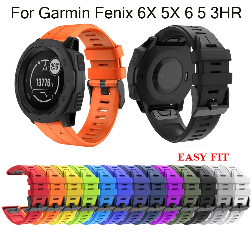 26 22 мм ремешок для часов Garmin Fenix 5 5X 3 3HR 6X 6 Pro S60 MK1 быстросъемный силиконовый