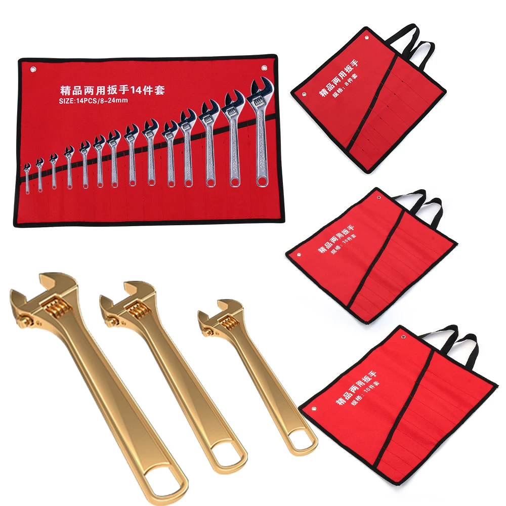 1PC Portable Multi-Pocket Roll Up Tools Storage Bag Spanner Plier Wrench Holder Red Canvas Organizer Tools Accessory
