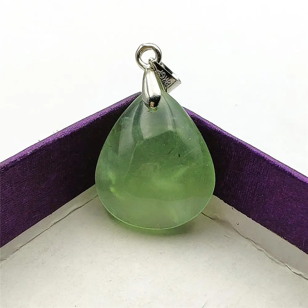 

Genuine Natural Green Prehnite Crystal Water Drop Pendant 21x12x6mm Gemstone Clear Bead For Women Men Love Gift Healing AAAAA