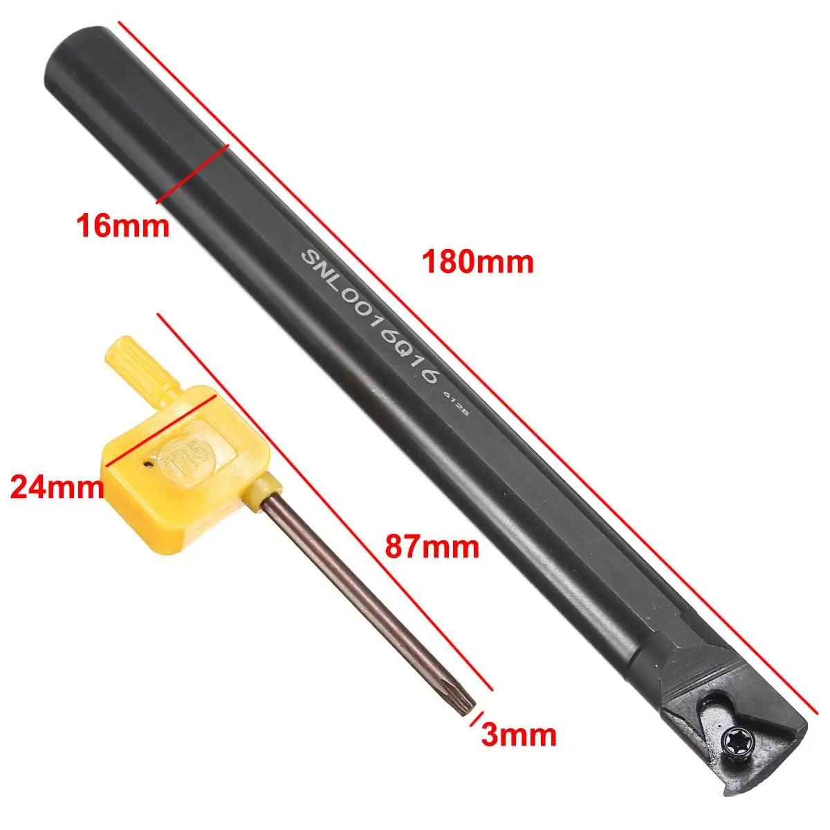 

WOLIKE Left Hand 16mm SNL0016Q16 Threading Turning Tool Boring Bar 180mm +T15 Wrench For 16 IR 3/8