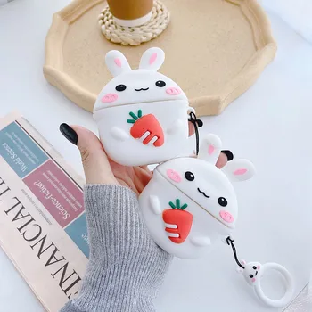 

3D Earphone Case For Airpods Pro Case Silicone Rabbit Dog Cartoon Headphone/Earpods Cover For Apple Air pods Pro 3 Case Keychain