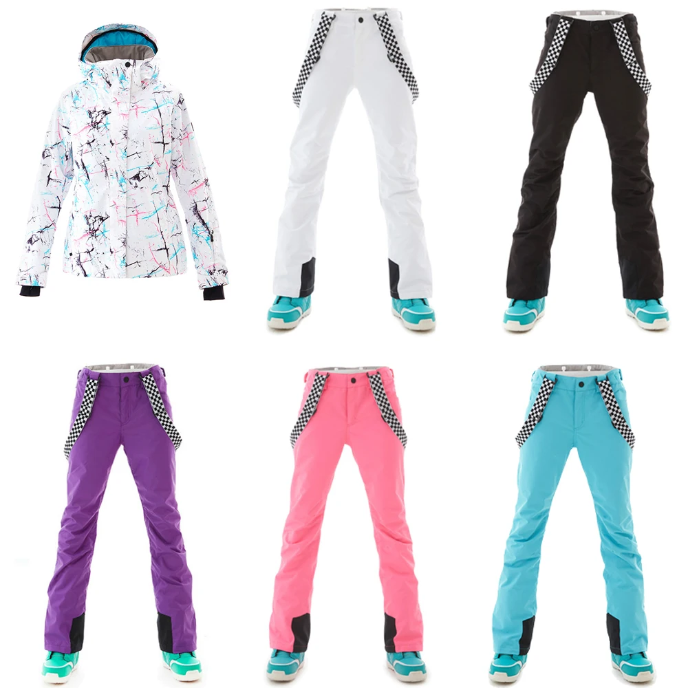 SMN лыжный костюм для взрослых женщин Зимний водонепроницаемый дышащий Теплый сноуборд куртка нагрудники брюки ветрозащитный Открытый Сноуборд костюм