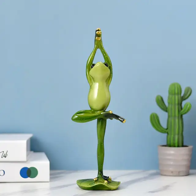 1Db/Set Aranyos Kerti Állati Gyanta Jóga Béka Figurák Északi Kézműves Dekorációk Otthoni Stúdió Dekoráció Díszek Modern - Image 3