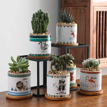 

4 Pack Ceramic Flowing Pot Bonsai Plant Pot Planter Container Vase for Flower Succulent Herb Cactus Plant Holder Pot Home Decor