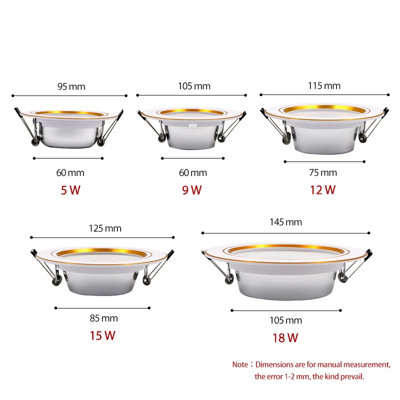 LED downlight spotlight 18W 15W 12W 9W 5W AC 220V 230V 240V warm cold white recessed for bedroom kitchen