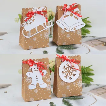 

Universal Candy bag With Tag And Ribbon Kraft Paper Christmas Gift Party