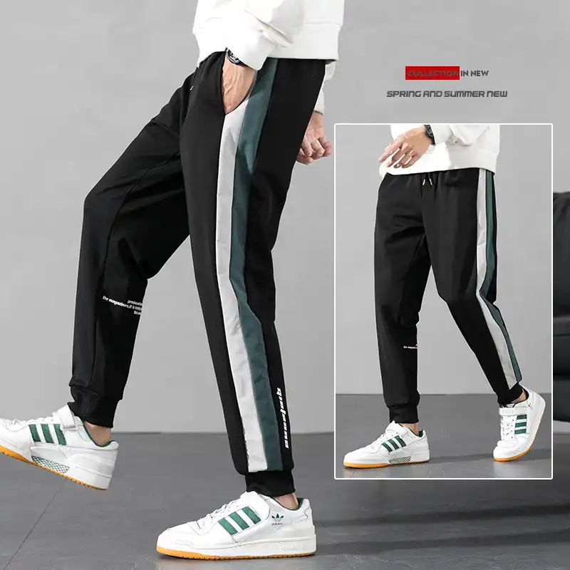 mens joggers with stripe down side