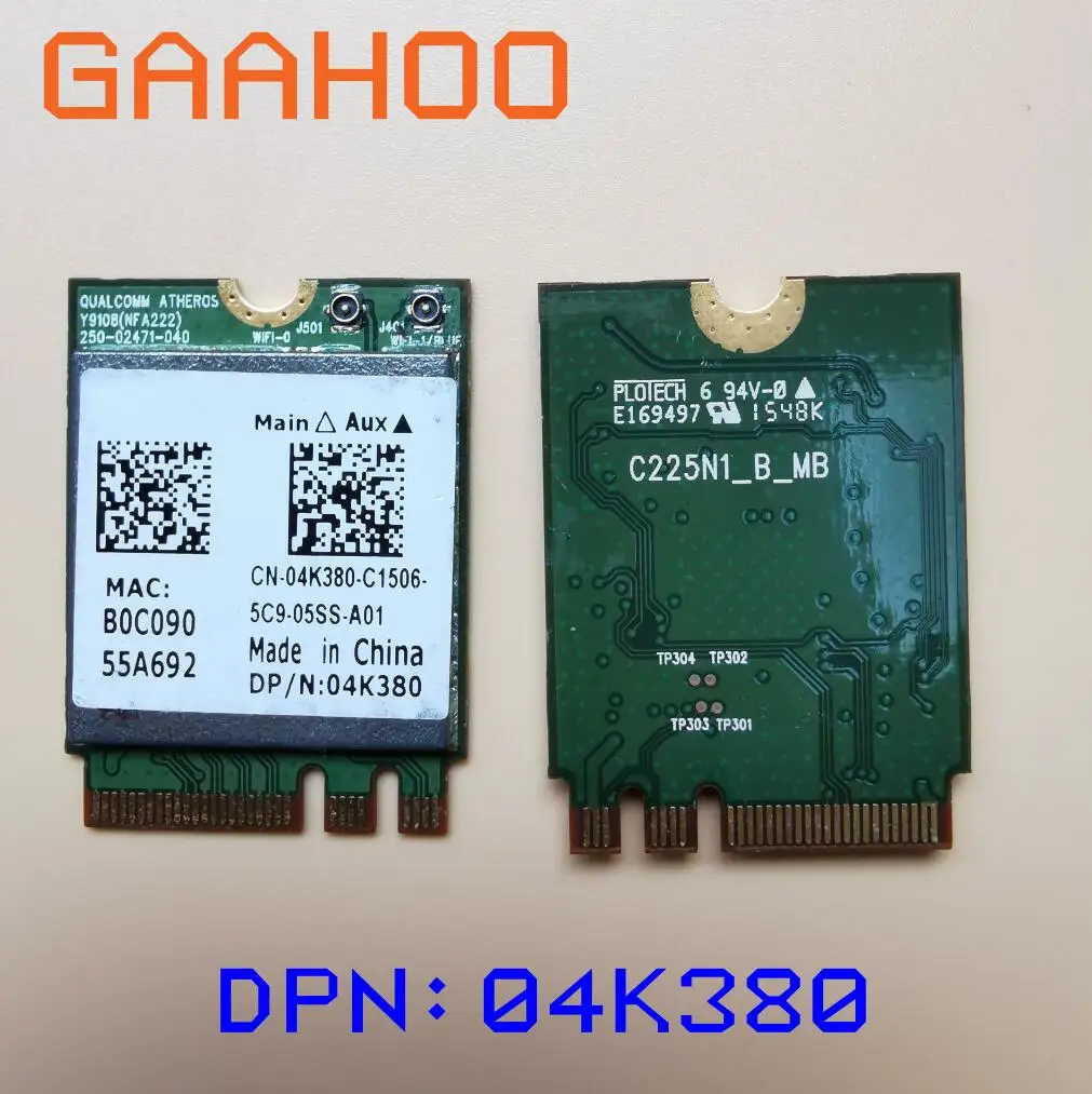 

802.11AC 300Mbps ARHEOS QCNFA222 Wireless C225N1-B-MB+BLUETOOTH4.0 for DELL FOR ACER FOR ASUS laptop NGFF WIRELESS CARD 04K380