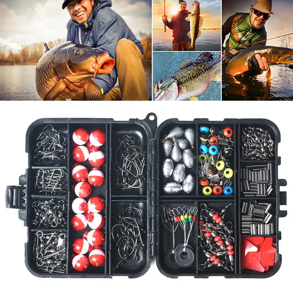 Set of 263Pcs Fishing Accessories Tackle Kit Swivels Snaps Sinker Slides Hooks