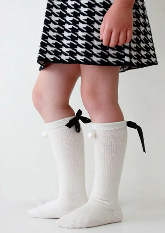 Гольфы в испанском стиле для маленьких девочек носки средней длины с бантом и жемчугом хлопковые Школьные носки для малышей от 0 до 7 лет