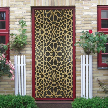 

Muslim Religious Style Golden Texture Door Sticker Pvc Peel & Stick Wallpaper for Living Room Home Design Art Decoration Murals
