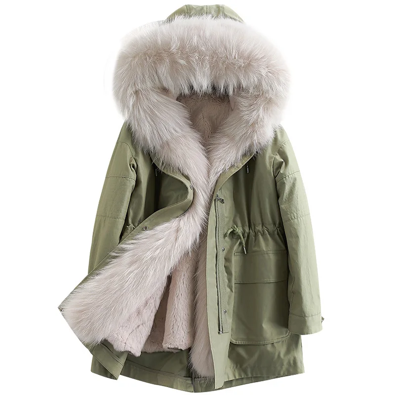 

2020 New Fault Code Send Overcome Overcoat Woman Long Fund Raccoon Hair Lead Even Cape Rex Rabbit Inner Tank Leather And Fur