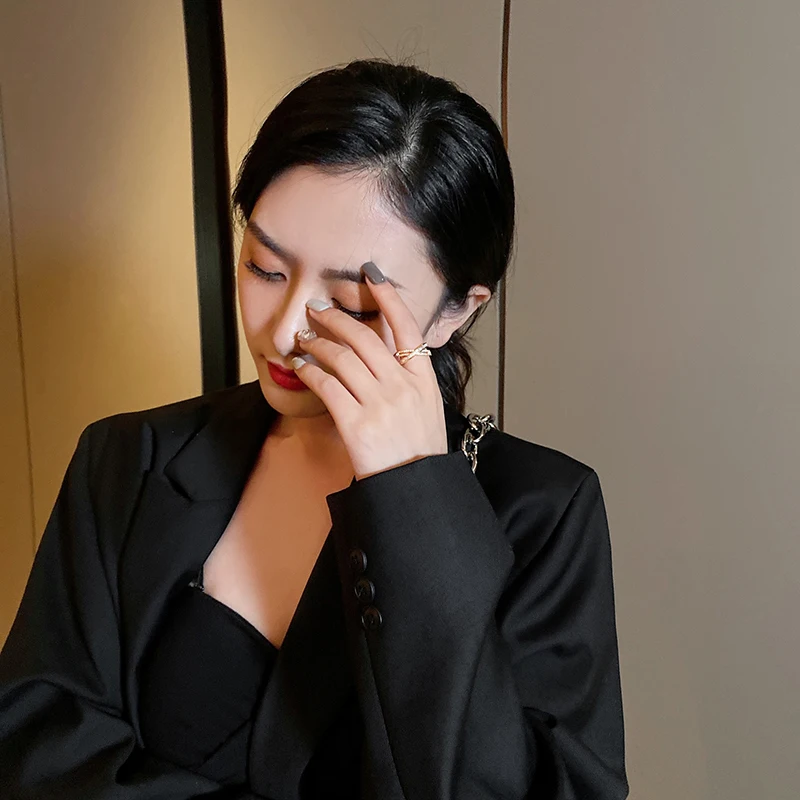 Gothic Classic Zircon Cross Gold Opening Ring For Woman 2021 New Fashion Jewelry Wedding Party Luxury Gift Girl's Unusual Ring - Image 2