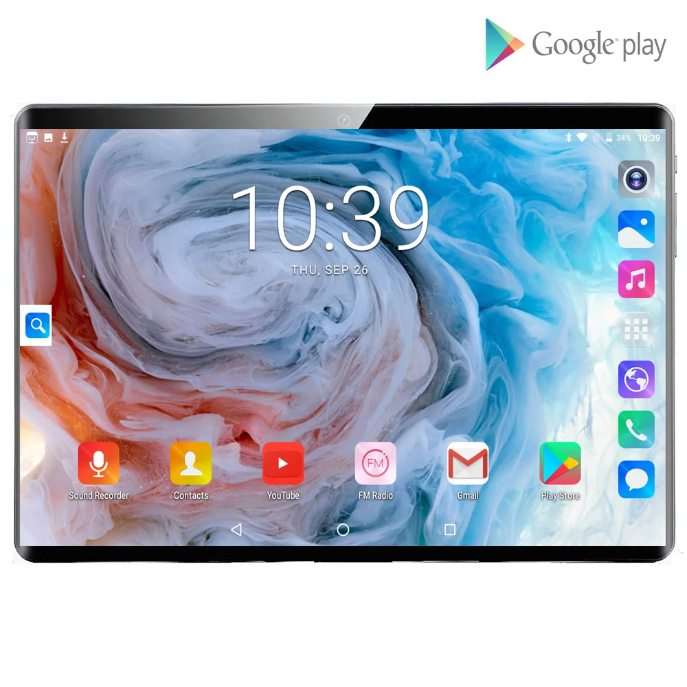 

Hot Sale New 2019 Tempered 2.5D 10 inch tablet PC 3G Android 9.0 Octa Core 6GB RAM 128GB ROM WiFi GPS 10.1 IPS +Gifts