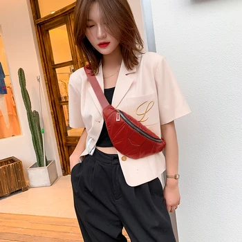 

Casual PU Waist Bag Women Fanny Pack Pure Color Zipper Belt Crossbody Pouch Female Fashion Zipper Small Purse For Women
