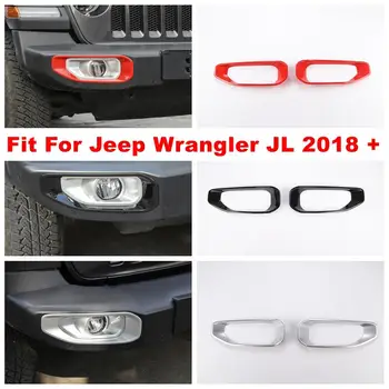 

Front Head Foglight Fog Lights Lamps Frame Decoration Cover Trim Fit For Jeep Wrangler JL 2018 2019 2020 ABS Exterior Refit Kit