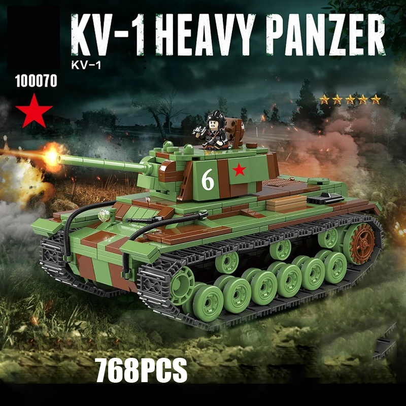 

World war Soviet Union KV-1 Heavy panzer Tank batisbricks building block model ww2 army soldier figures brick toy collection