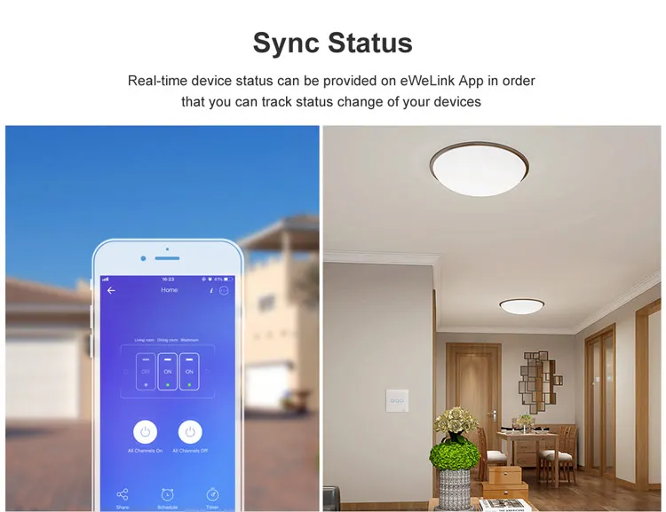 Интеллектуальный выключатель света SONOFF T1EU 1/2/3C Gang умный дом настенный Wi-Fi адаптер Беспроводной приложение eWeLink/433RF/голос/Touch Управление работает с Amazon Alexa